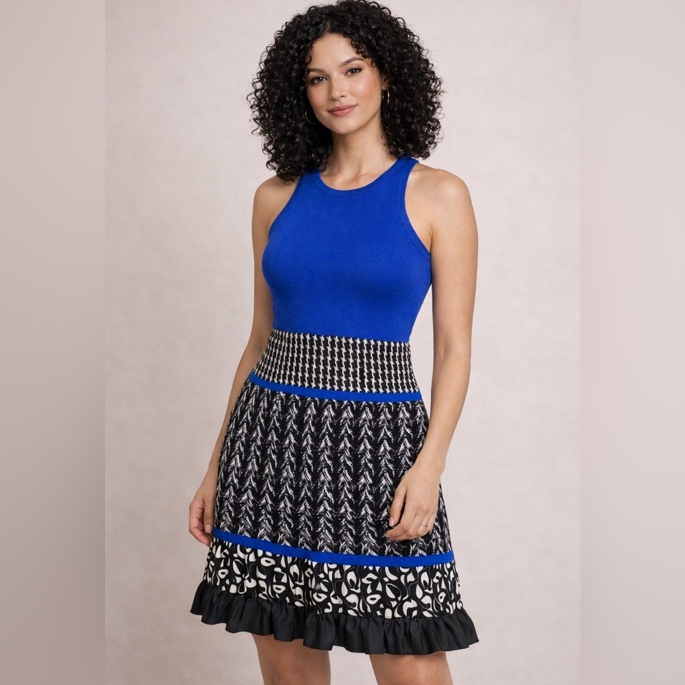 Girls From Savoy Blue Merino Wool Blend Sleeveless Knit Dress Size M  office